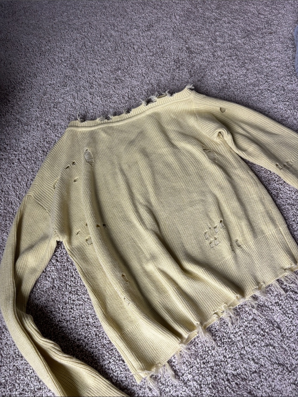 Lovers + Friends Distressed Off-Shoulder Sweater - Pale Yellow